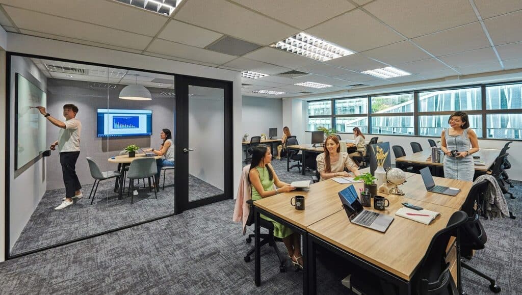 Modern office workspace in Singapore